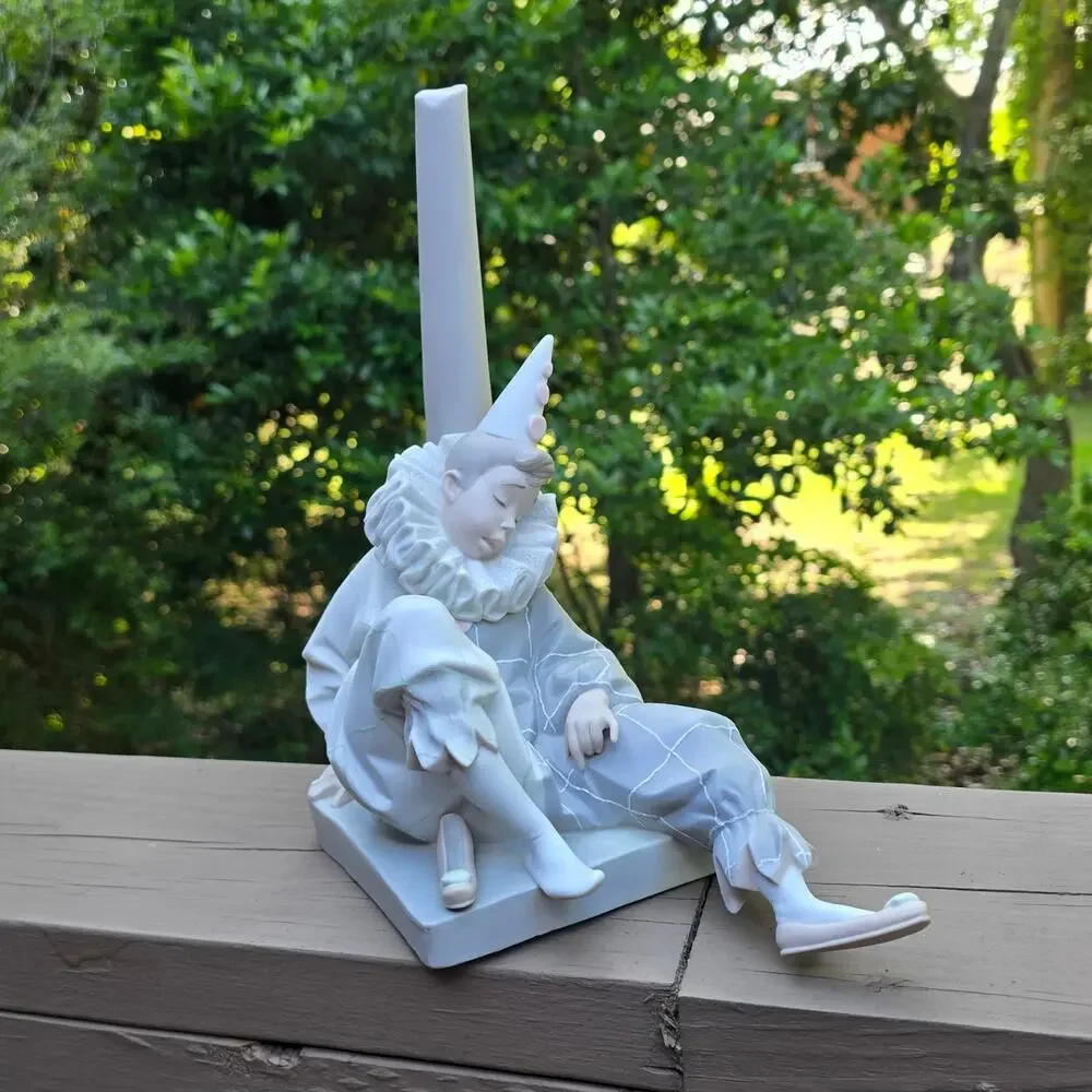 Lladró Retired Figure #4580 Mardi Gras Matte Porcelain Pierrot Clown Vtg Lladro